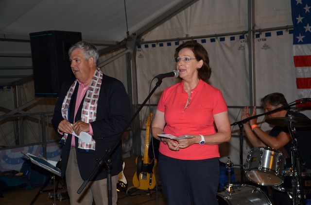 EFlaherty , Patricia Ryan leading national anthem